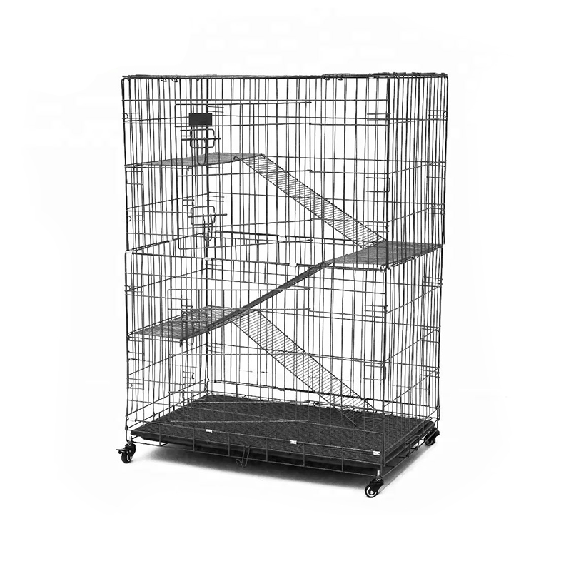 2/3/4層の大きな屋内ワイヤーメタル猫ケージ付き車輪付き 2/3/4層の大きな屋内ワイヤーメタル猫ケージ付き車輪付き