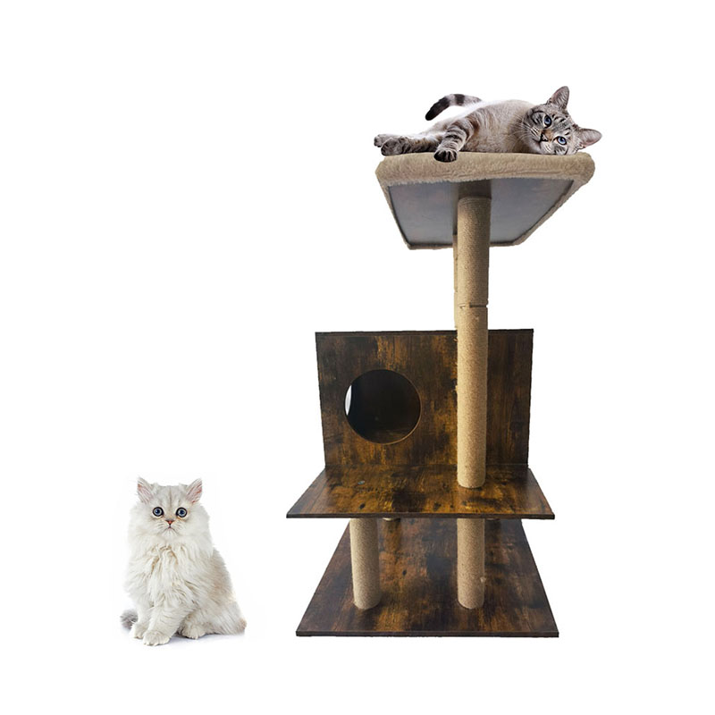 木製タワーキャットハウスサイザルスクラッチポスト猫の木の登山フレーム 木製タワーキャットハウスサイザルスクラッチポスト猫の木の登山フレーム