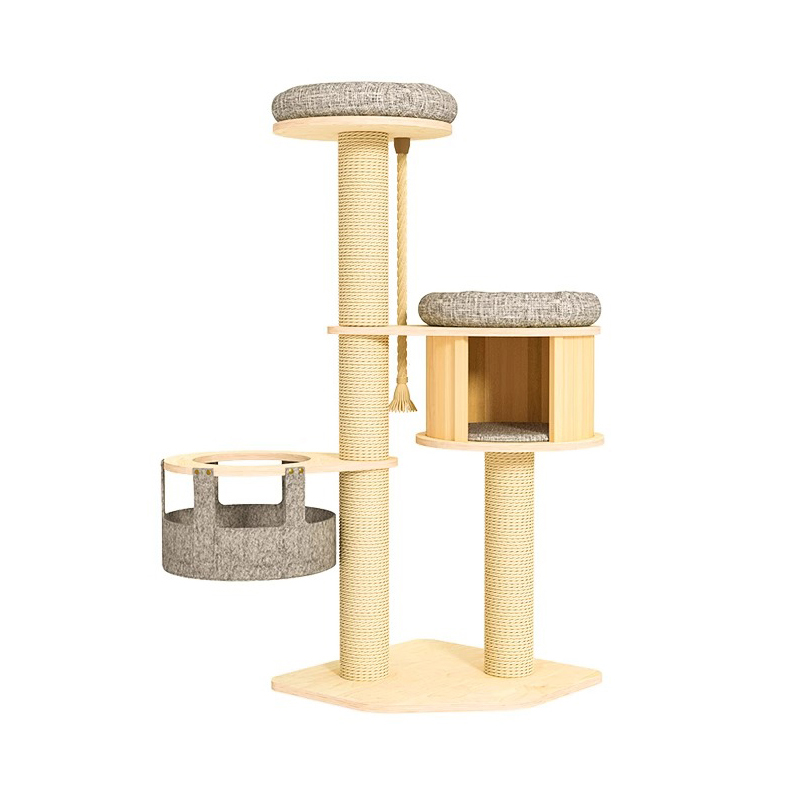 床から天井までの木製のコンドミニアムクライミングフレーム猫の木の塔