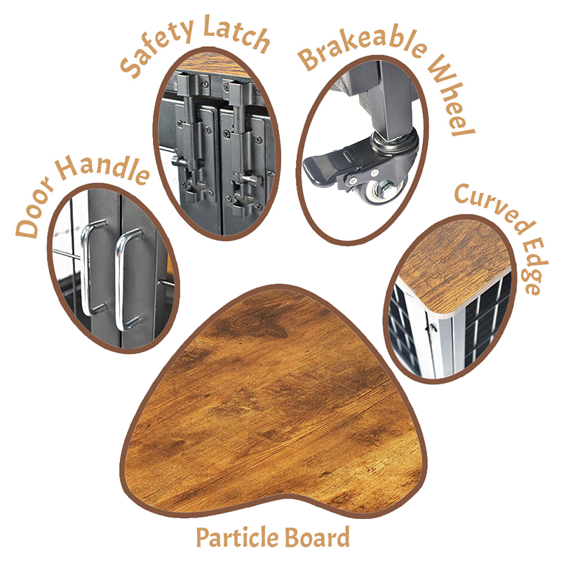 車輪付きの木製家具スタイルの犬のケージ 車輪付きの木製家具スタイルの犬のケージ