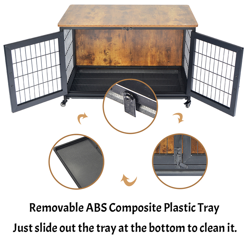 車輪付きの木製家具スタイルの犬のケージ 車輪付きの木製家具スタイルの犬のケージ