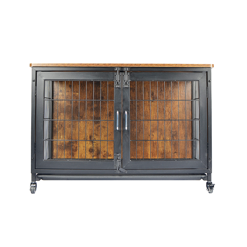 車輪付きの木製家具スタイルの犬のケージ 車輪付きの木製家具スタイルの犬のケージ