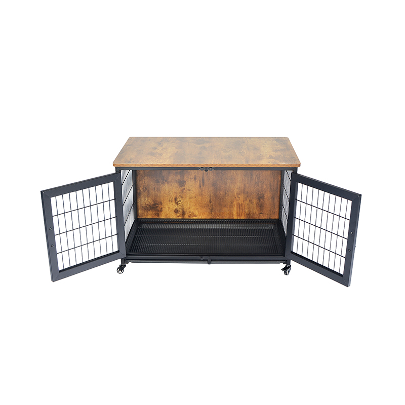 車輪付きの木製家具スタイルの犬のケージ 車輪付きの木製家具スタイルの犬のケージ