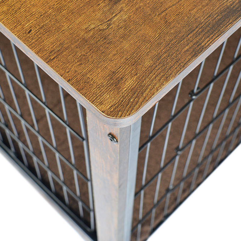 クッションとホイールのある屋内木製家具スタイルの犬のケージ クッションとホイールのある屋内木製家具スタイルの犬のケージ