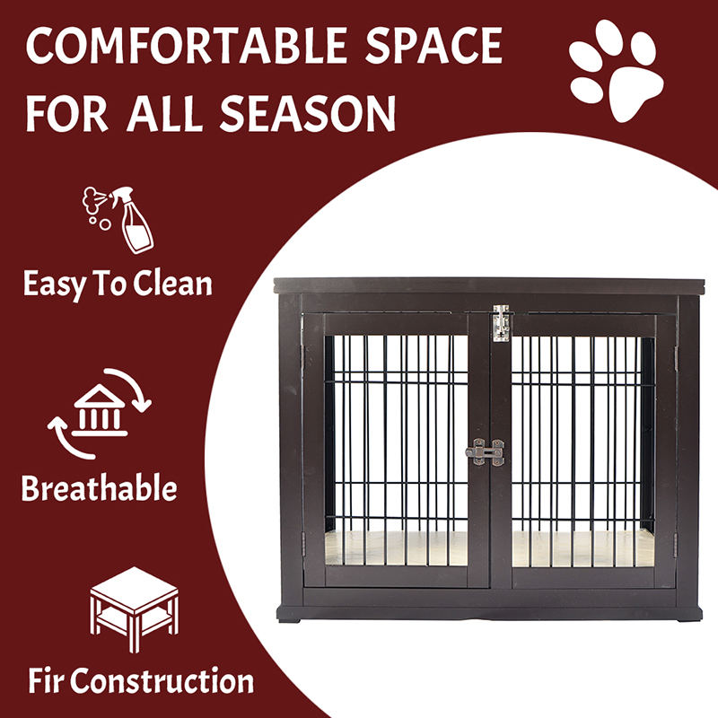 屋内の大きな木製家具スタイルの犬のケージ 屋内の大きな木製家具スタイルの犬のケージ