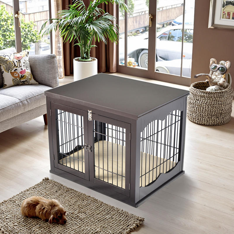 屋内の大きな木製家具スタイルの犬のケージ 屋内の大きな木製家具スタイルの犬のケージ