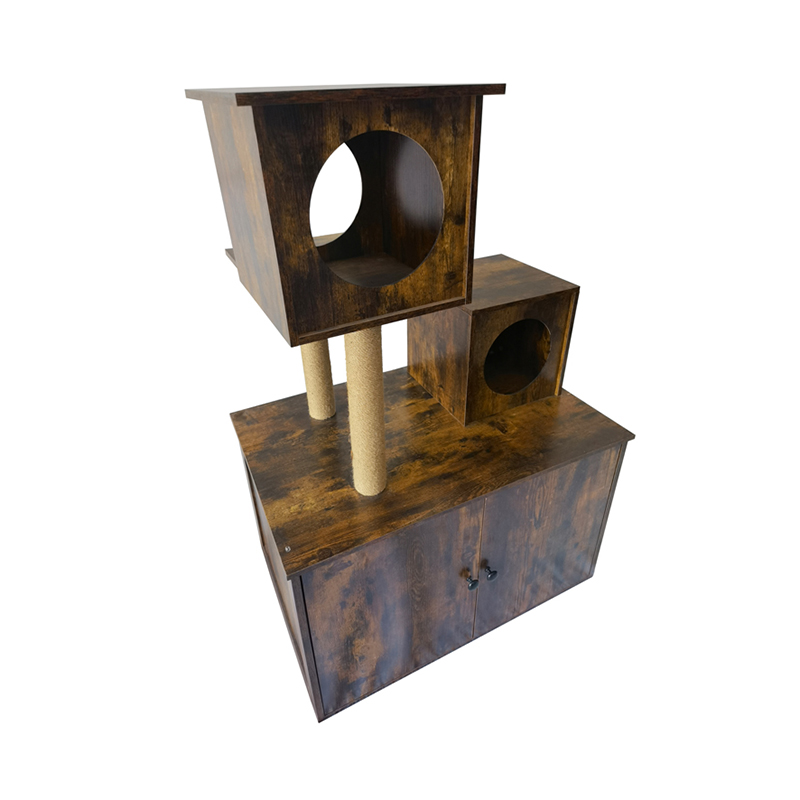 木製の猫の塔屋内猫の木の登山フレームとゴミ箱