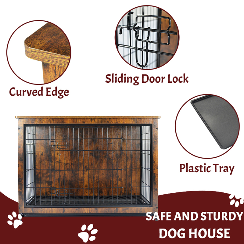 屋内木製家具スタイルの金属犬のケージ 屋内木製家具スタイルの金属犬のケージ