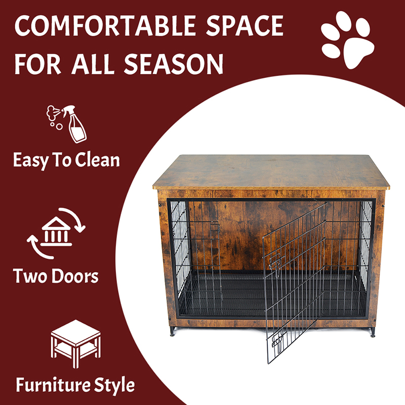 屋内木製家具スタイルの金属犬のケージ 屋内木製家具スタイルの金属犬のケージ