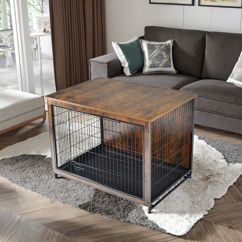 屋内木製家具スタイルの金属犬のケージ 屋内木製家具スタイルの金属犬のケージ