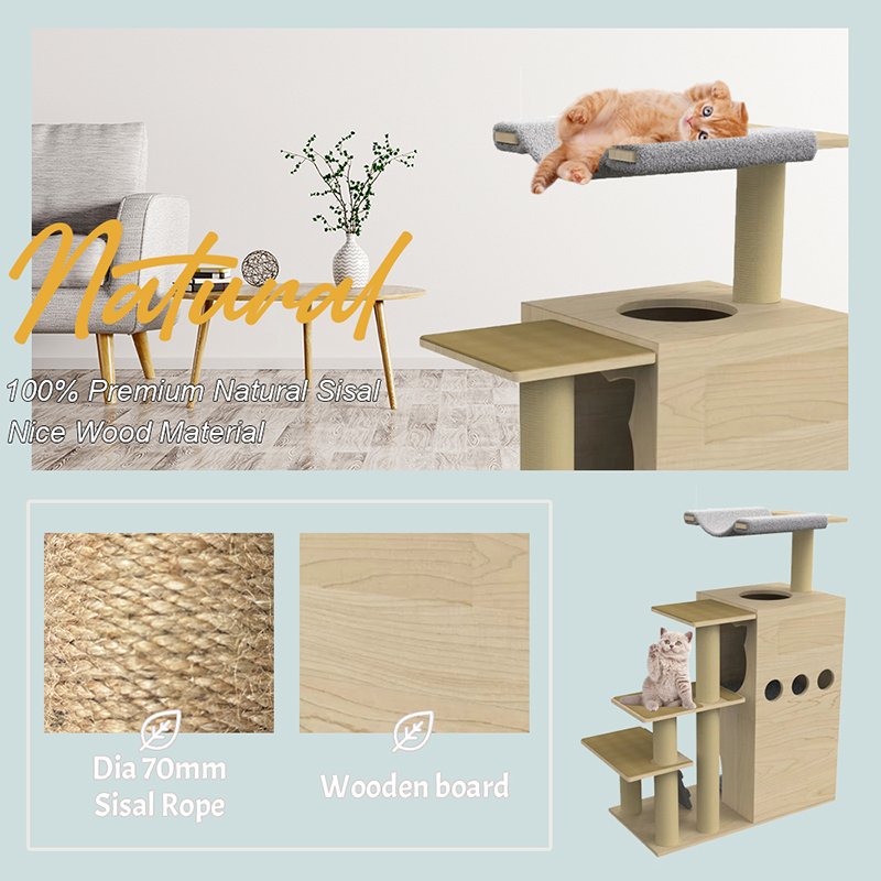 木製タワーのコンドミニアム猫の木の登山フレームサイザルスクラッチポスト付き 木製タワーのコンドミニアム猫の木の登山フレームサイザルスクラッチポスト付き
