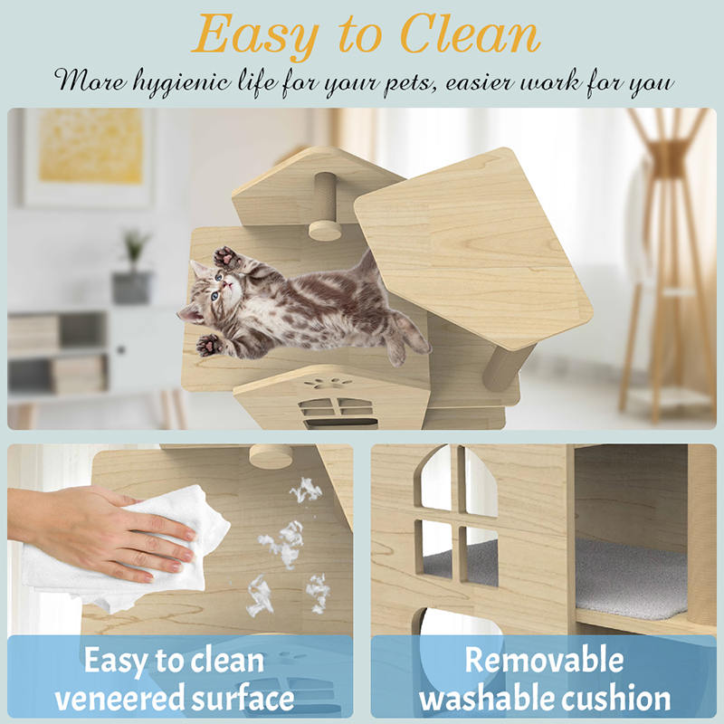 登山サイザルの引っ掻きのポスト付きの屋内木製タワーの猫の家猫の木 登山サイザルの引っ掻きのポスト付きの屋内木製タワーの猫の家猫の木