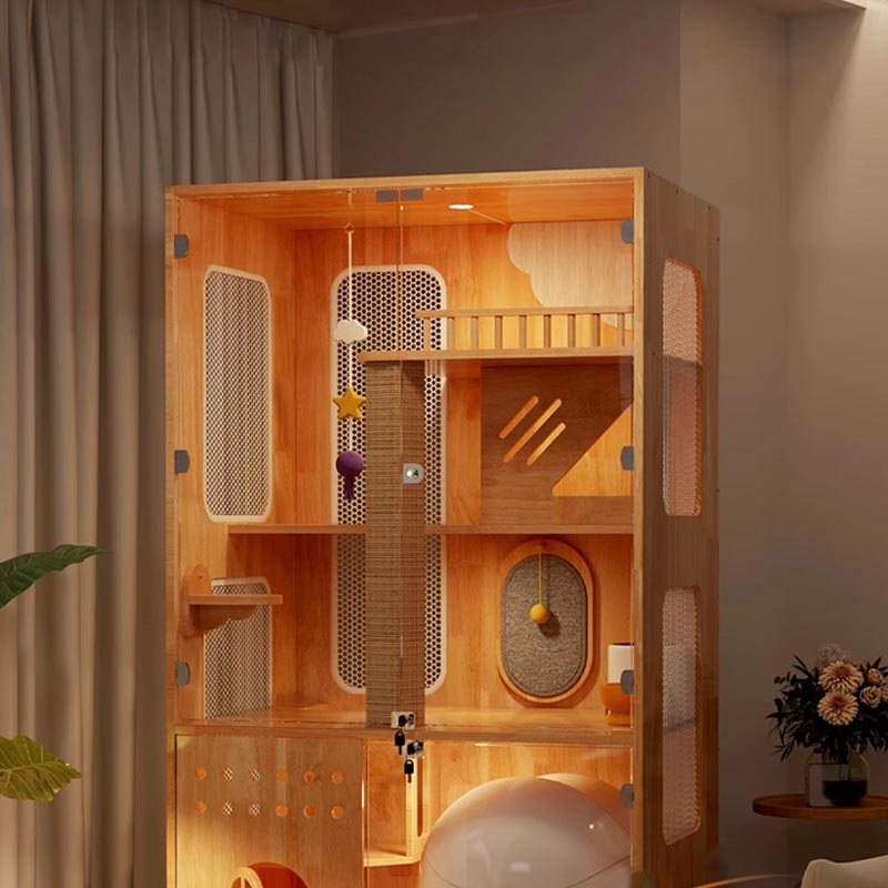 パノラマ屋内ヴィラケージソリッドウッドキャットハウスエンクロージャー パノラマ屋内ヴィラケージソリッドウッドキャットハウスエンクロージャー