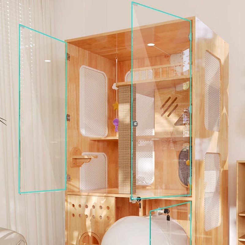 パノラマ屋内ヴィラケージソリッドウッドキャットハウスエンクロージャー パノラマ屋内ヴィラケージソリッドウッドキャットハウスエンクロージャー