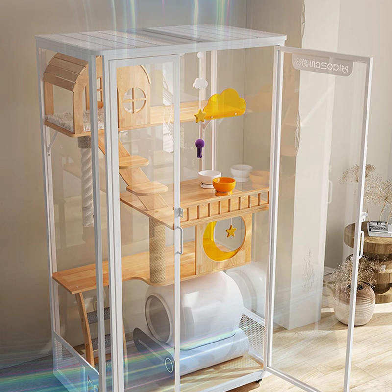 パノラマ屋内ヴィラタワーマルチフィーチャー木製猫ケージエンクロージャーキャビネット パノラマ屋内ヴィラタワーマルチフィーチャー木製猫ケージエンクロージャーキャビネット