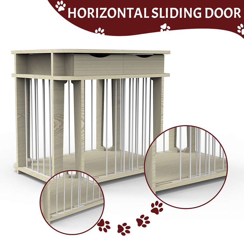 ベージュモダン屋内家具スタイルの木材金属犬のケージ ベージュモダン屋内家具スタイルの木材金属犬のケージ