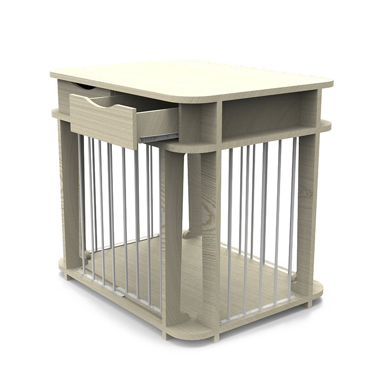 ベージュモダン屋内家具スタイルの木材金属犬のケージ ベージュモダン屋内家具スタイルの木材金属犬のケージ