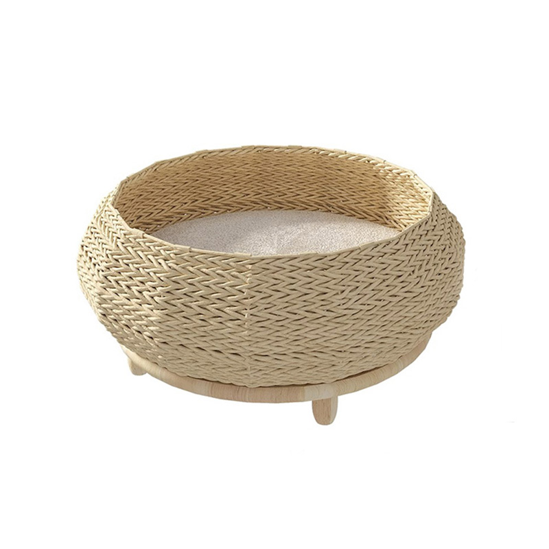 手作りの天然クラフト紙巣織り猫の犬のベッド